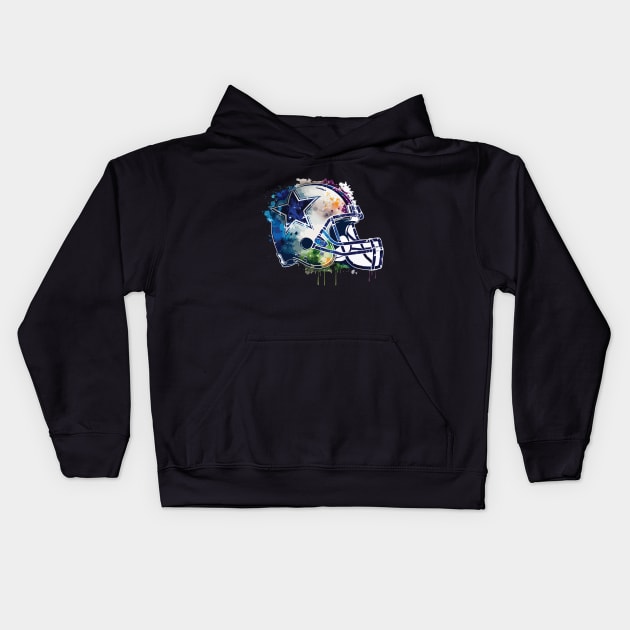 Dallas Cowboys Helmet Artwork Kids Hoodie by vectrus